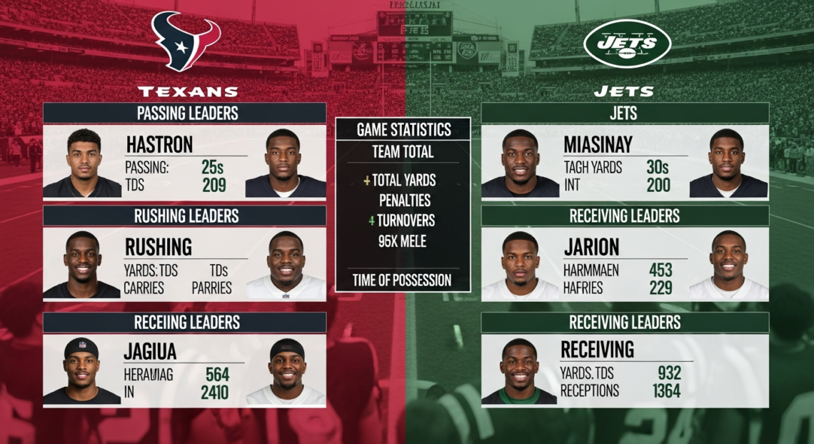 Houston Texans vs New York Jets match player stats