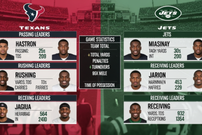 Houston Texans vs New York Jets match player stats